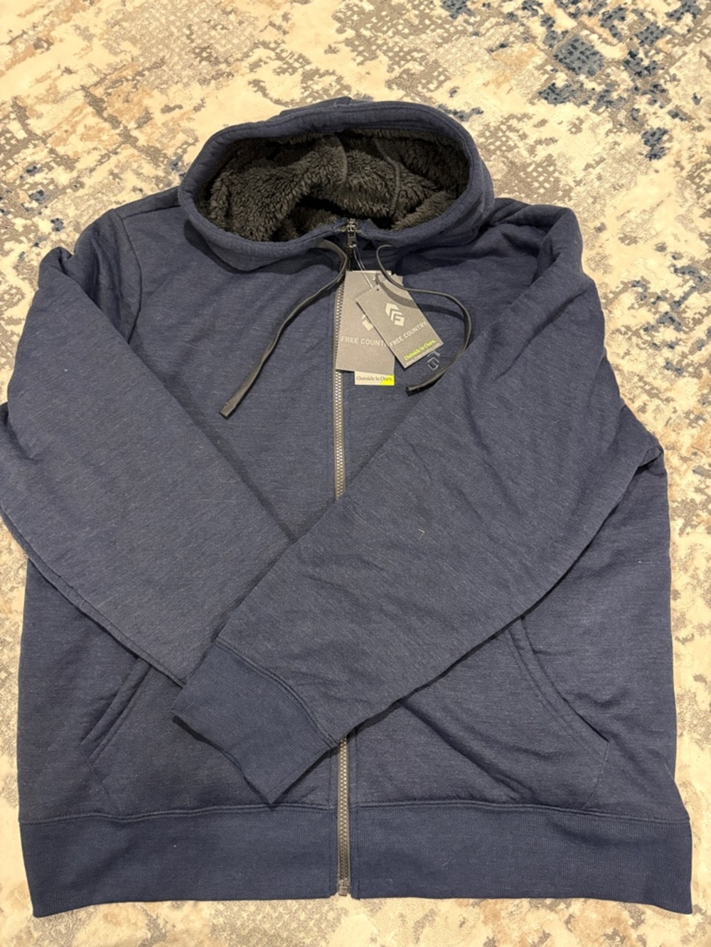 Free Country Men's Navy Zip-Up Sherpa Hoodie